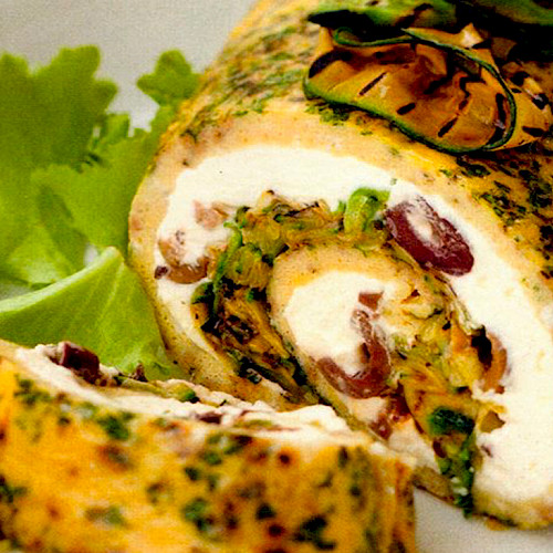 Rotolo farcito con caprino e zucchine